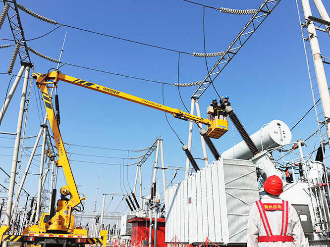 16米折叠臂5063滁州冬季检修保电现场